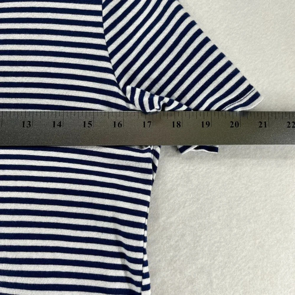 Ella Moss Top Women Size S Striped Crewneck Short Sleeve Jersey Cotton Blue - Picture 8 of 10